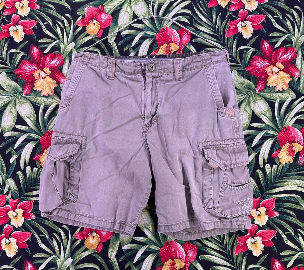 VTG BILLABONG Cargo Shorts Biege Embroidered Pockets Y2K
